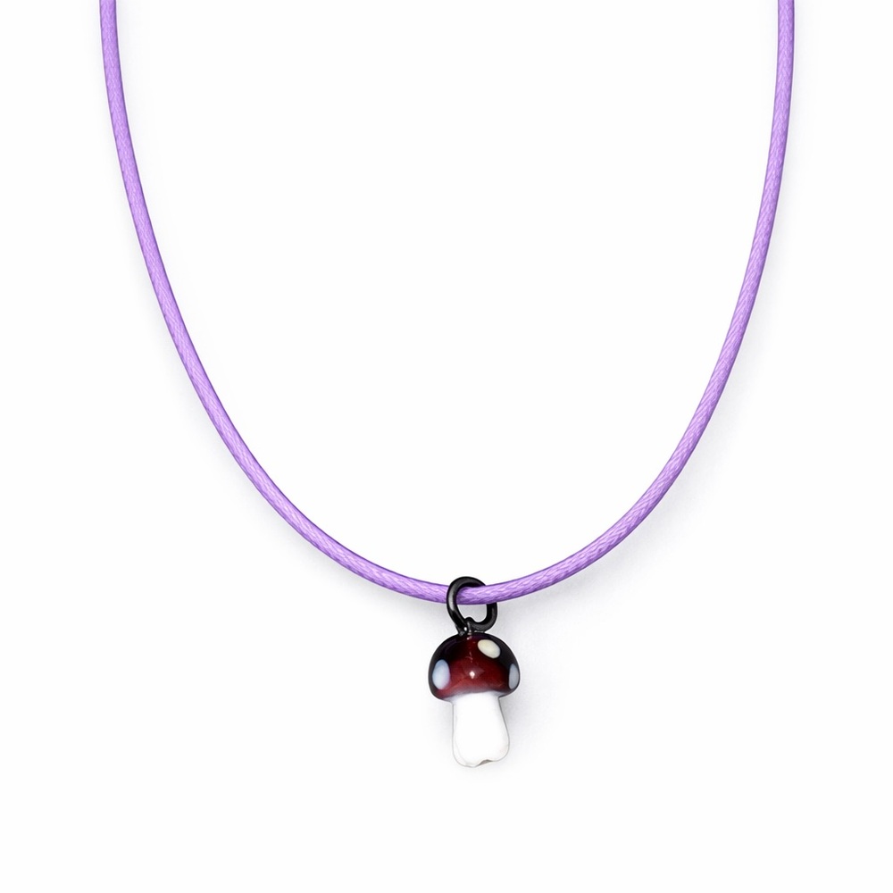 Whimsical Purple Mushroom Necklace